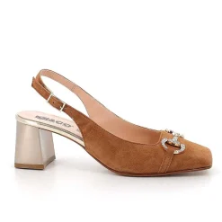 Scarpe Con Tacco|Igi&Co Decollete Con Cinturino Posteriore In Pelle Da Donna Cuoio