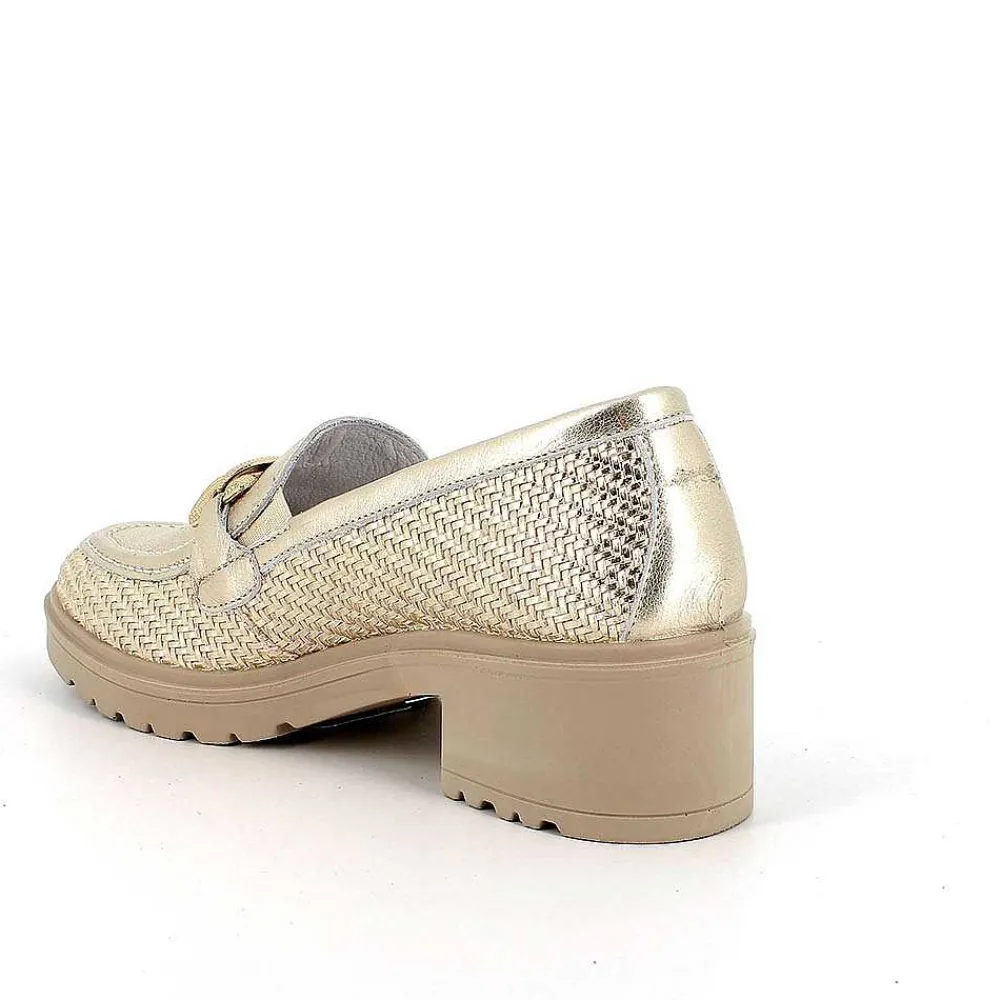 Scarpe Con Tacco|Igi&Co Mocassini Con Tacco In Pelle Da Donna Platino