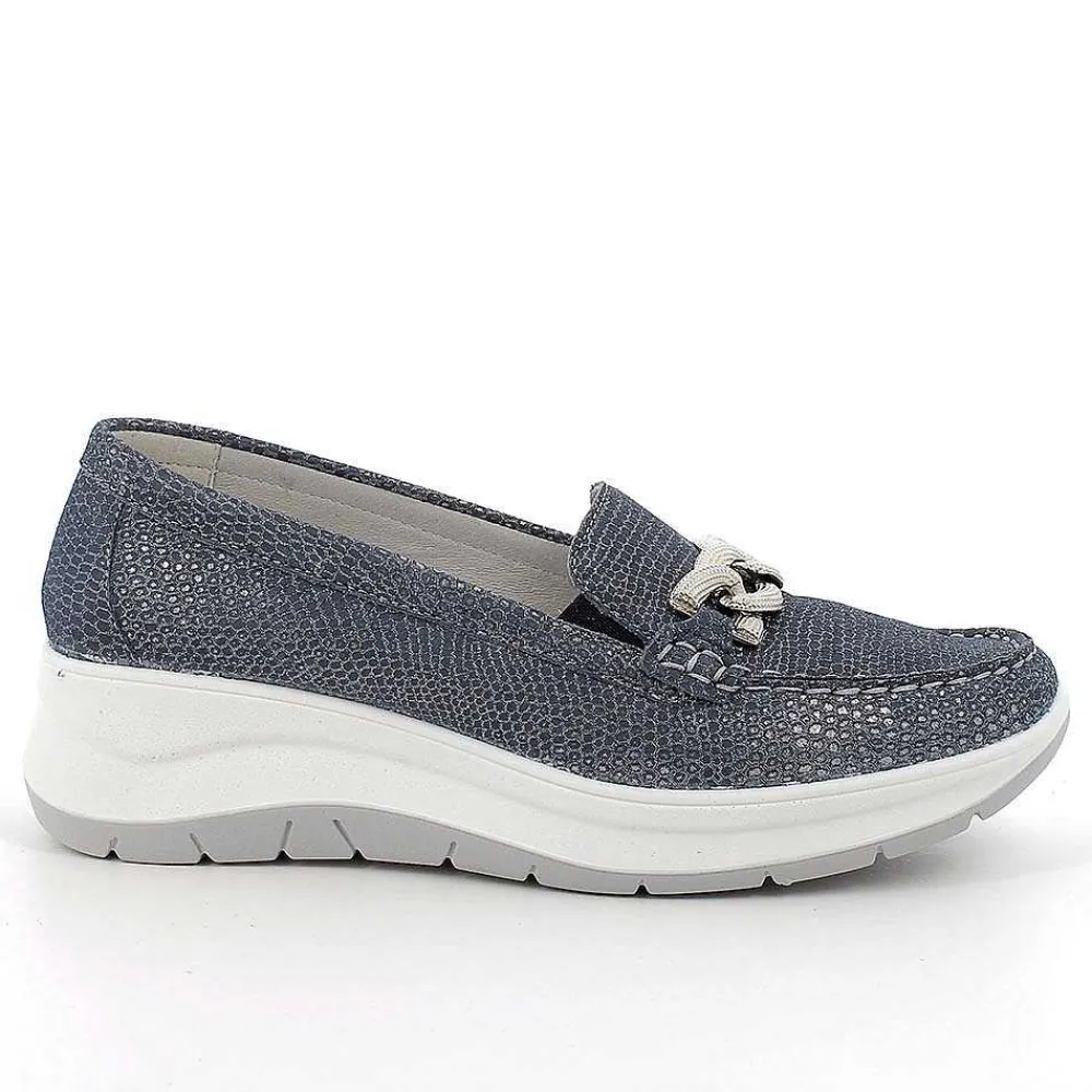 Mocassini E Slip On|Igi&Co Mocassini Con Zeppa In Pelle Da Donna Blu Iridescente