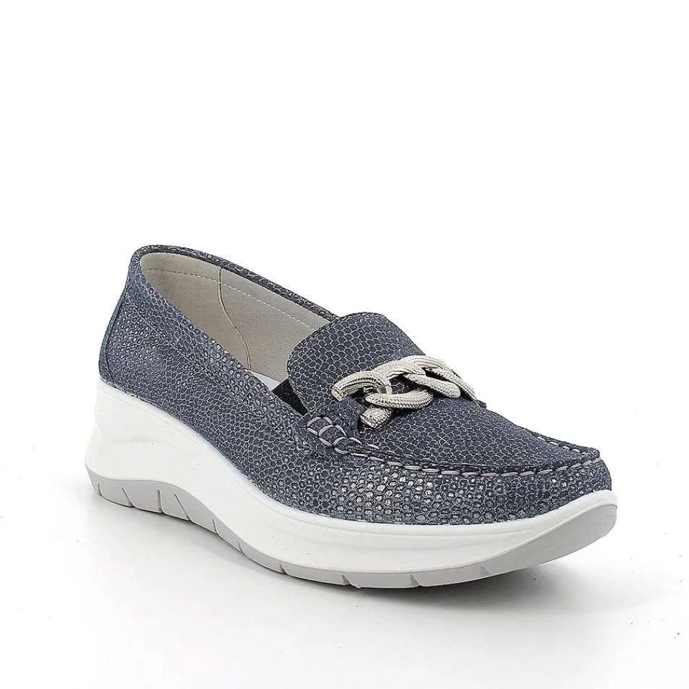 Mocassini E Slip On|Igi&Co Mocassini Con Zeppa In Pelle Da Donna Blu Iridescente