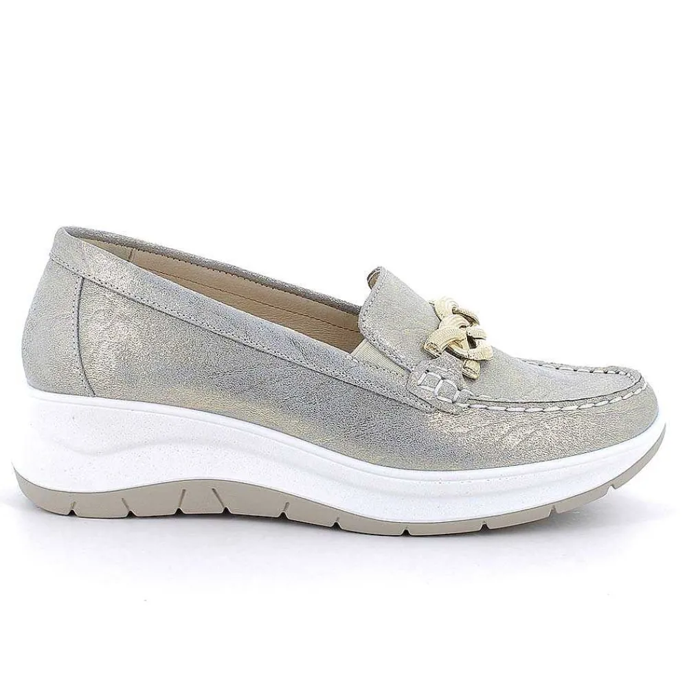 Mocassini E Slip On|Igi&Co Mocassini Con Zeppa In Pelle Da Donna Platino
