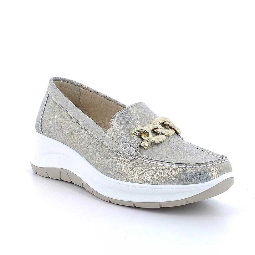Mocassini E Slip On|Igi&Co Mocassini Con Zeppa In Pelle Da Donna Platino