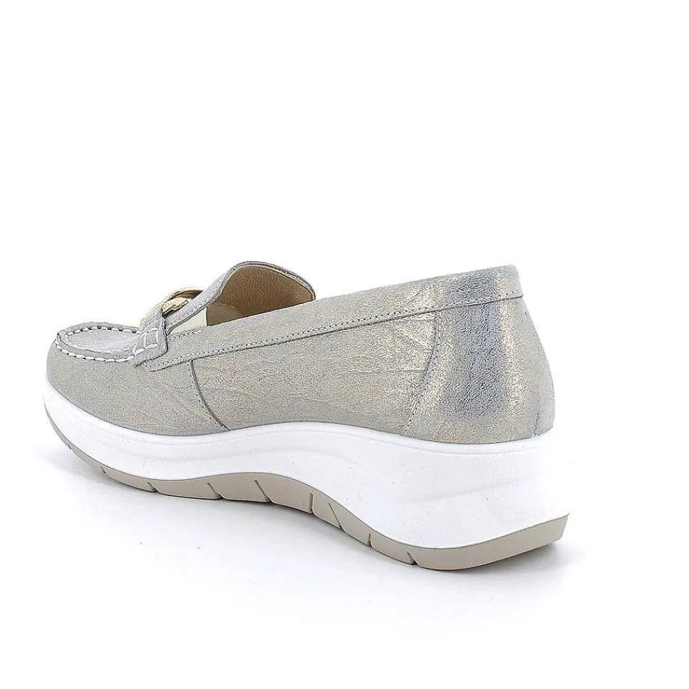Mocassini E Slip On|Igi&Co Mocassini Con Zeppa In Pelle Da Donna Platino