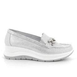 Mocassini E Slip On|Igi&Co Mocassini Con Zeppa In Pelle Da Donna Argento