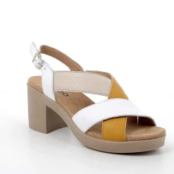 Scarpe Con Tacco|Igi&Co Sandali Con Tacco In Pelle Da Donna Bianco-Ocra-Beige