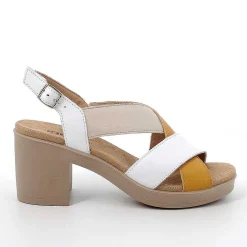 Scarpe Con Tacco|Igi&Co Sandali Con Tacco In Pelle Da Donna Bianco-Ocra-Beige