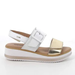 Zeppe|Igi&Co Sandali Con Zeppa Da Donna Bianco-Oro