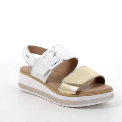 Zeppe|Igi&Co Sandali Con Zeppa Da Donna Bianco-Oro