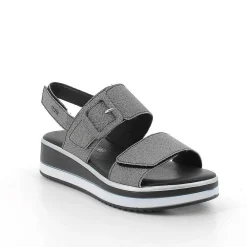 Zeppe|Igi&Co Sandali Con Zeppa Da Donna Nero Glitter