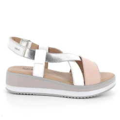 Zeppe|Igi&Co Sandali Con Zeppa Da Donna Bianco-Argento