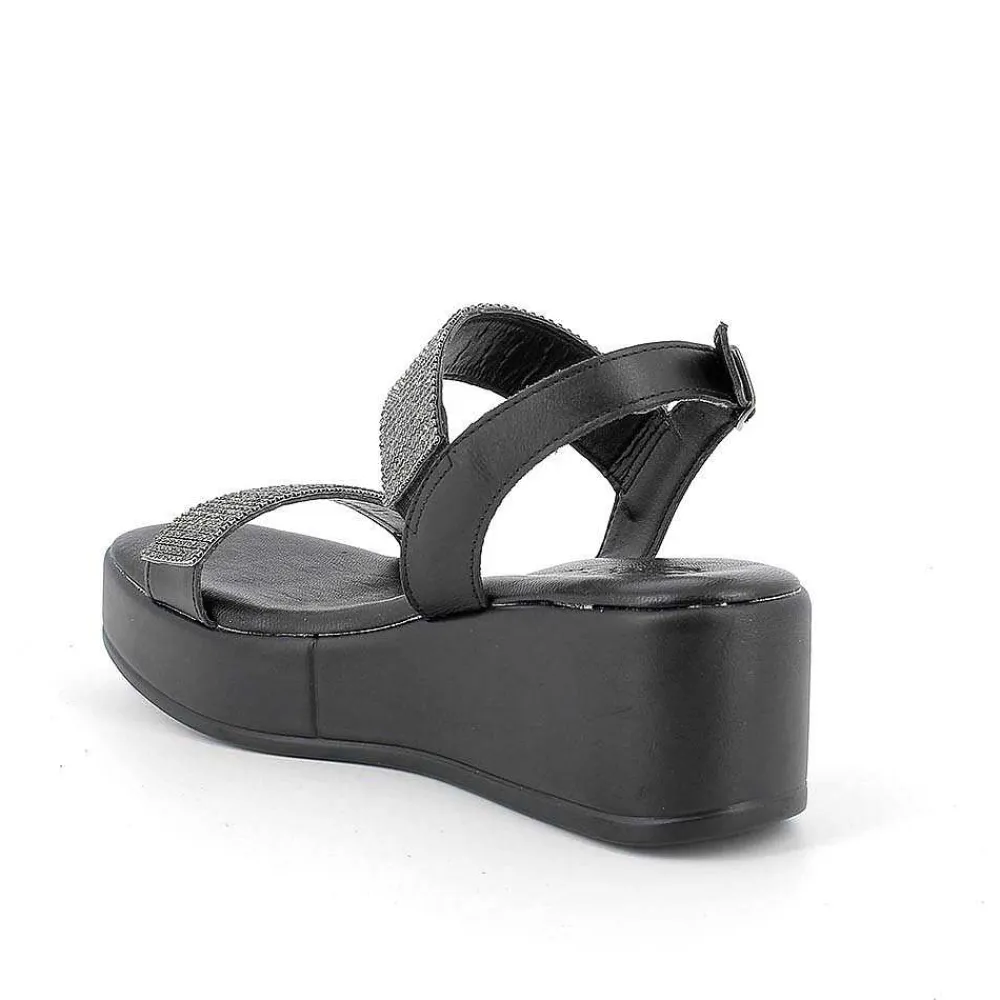 Zeppe|Igi&Co Sandali Con Zeppa In Pelle Da Donna Nero