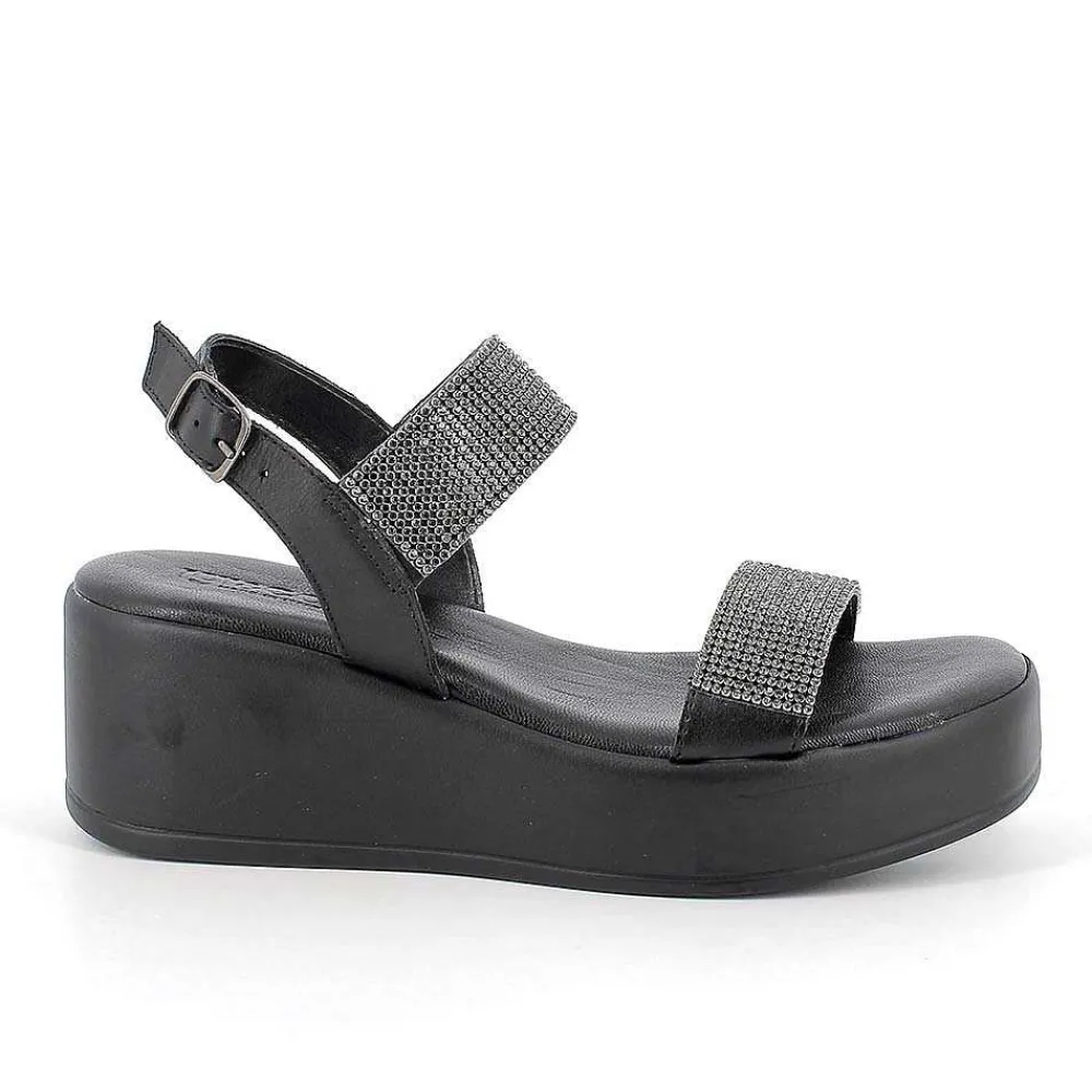 Zeppe|Igi&Co Sandali Con Zeppa In Pelle Da Donna Nero