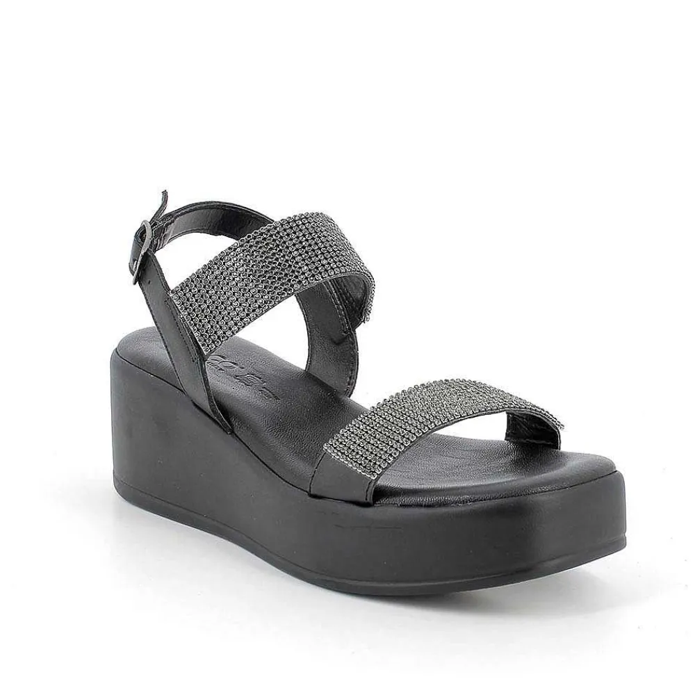 Zeppe|Igi&Co Sandali Con Zeppa In Pelle Da Donna Nero