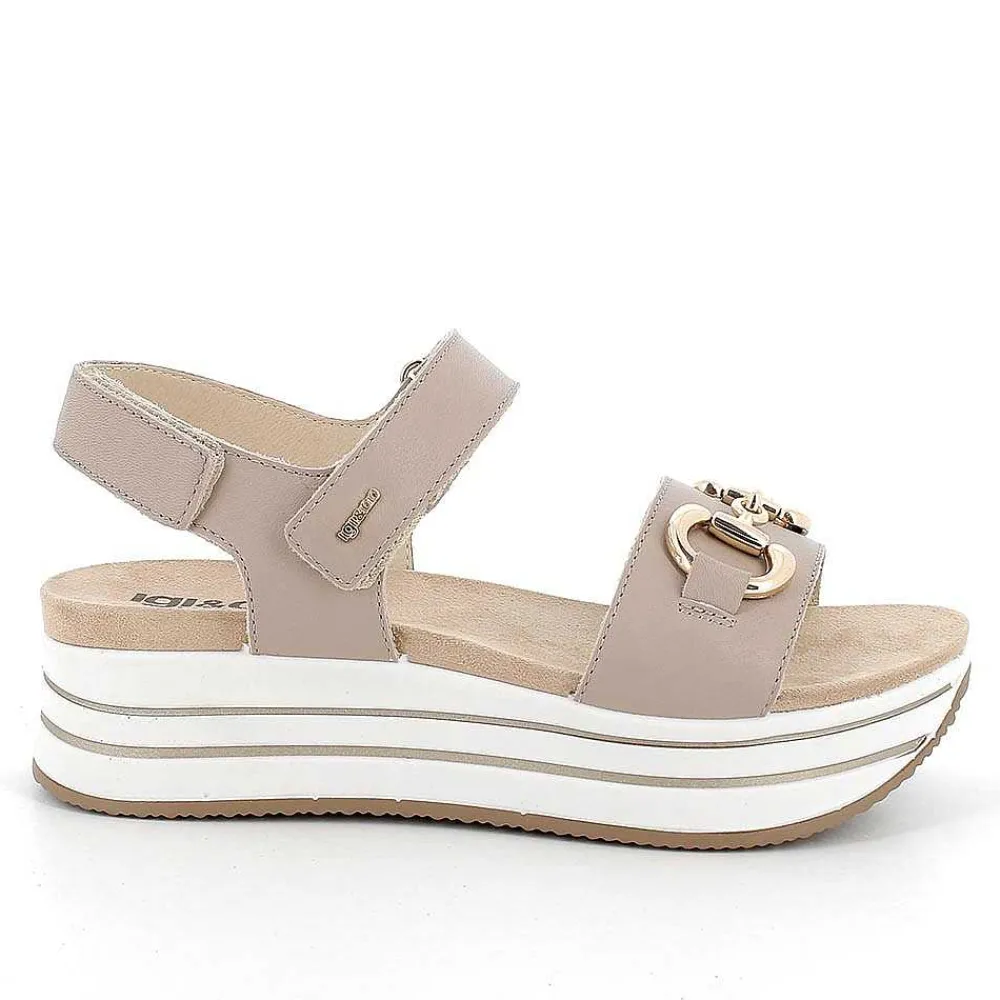 Zeppe|Igi&Co Sandali Con Zeppa In Pelle Da Donna Visone