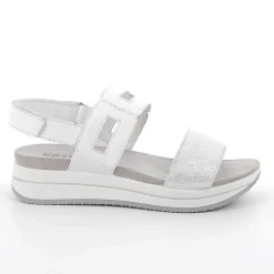 Zeppe|Igi&Co Sandali Con Zeppa In Pelle Da Donna Argento-Bianco
