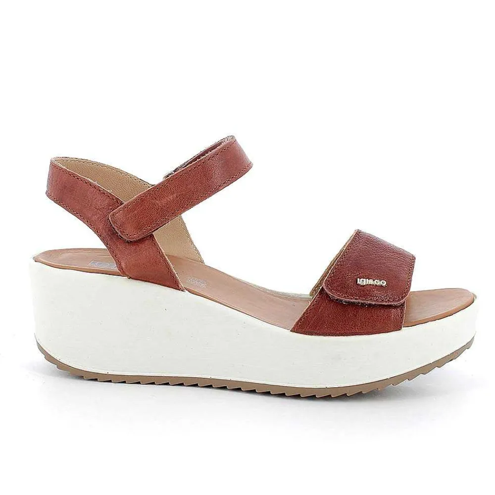 Zeppe|Igi&Co Sandali Con Zeppa In Pelle Da Donna Marrone