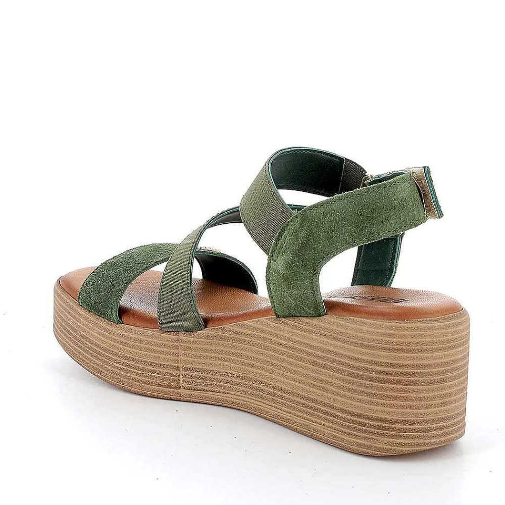 Zeppe|Igi&Co Sandali Con Zeppa In Pelle Da Donna Verde Salvia