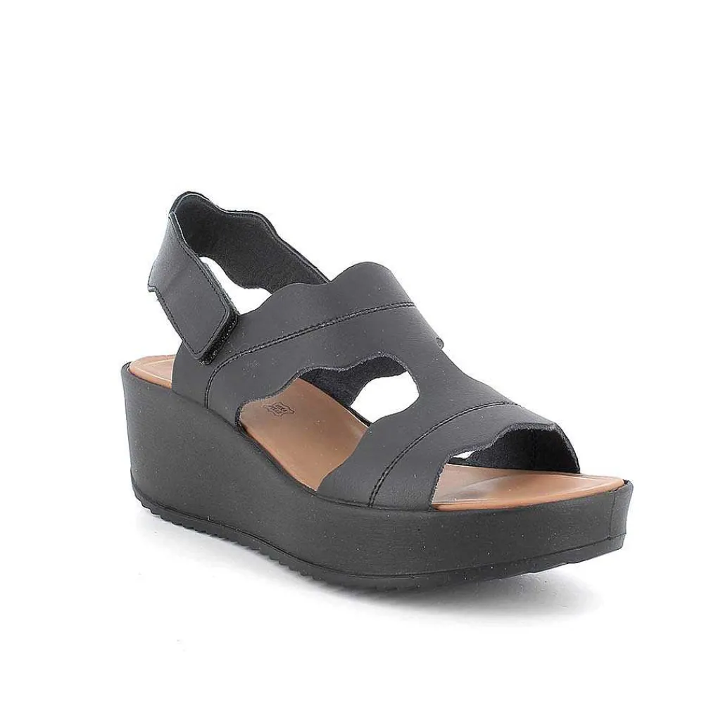 Zeppe|Igi&Co Sandali Con Zeppa In Pelle Da Donna Nero