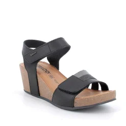 Zeppe|Igi&Co Sandali Con Zeppa In Pelle Da Donna Nero-Grigio Scuro