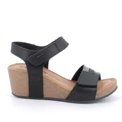 Zeppe|Igi&Co Sandali Con Zeppa In Pelle Da Donna Nero-Grigio Scuro
