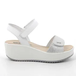Zeppe|Igi&Co Sandali Con Zeppa In Pelle Da Donna Argento-Bianco