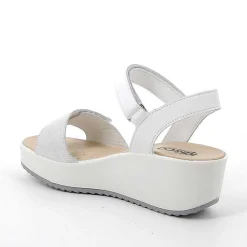 Zeppe|Igi&Co Sandali Con Zeppa In Pelle Da Donna Argento-Bianco