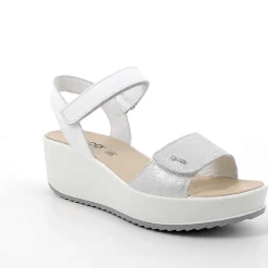 Zeppe|Igi&Co Sandali Con Zeppa In Pelle Da Donna Argento-Bianco