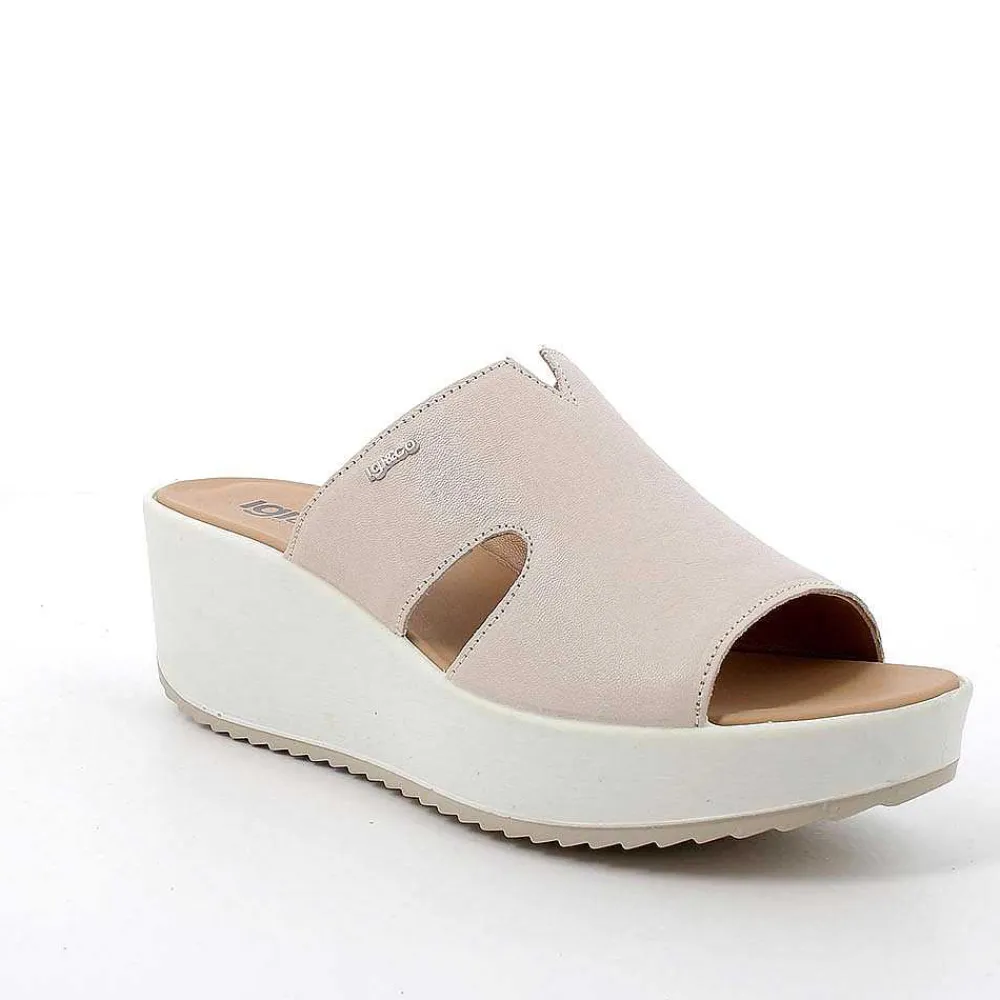 Zeppe|Igi&Co Sandali Con Zeppa In Pelle Da Donna Panna