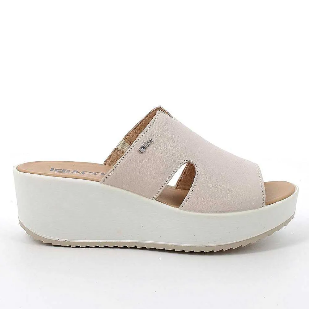 Zeppe|Igi&Co Sandali Con Zeppa In Pelle Da Donna Panna