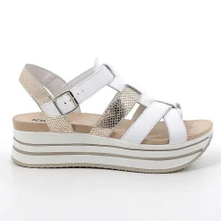 Zeppe|Igi&Co Sandali Con Zeppa In Pelle Da Donna Bianco-Platino