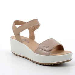 Zeppe|Igi&Co Sandali Con Zeppa In Pelle Da Donna Beige-Corda
