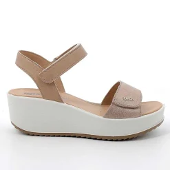 Zeppe|Igi&Co Sandali Con Zeppa In Pelle Da Donna Beige-Corda