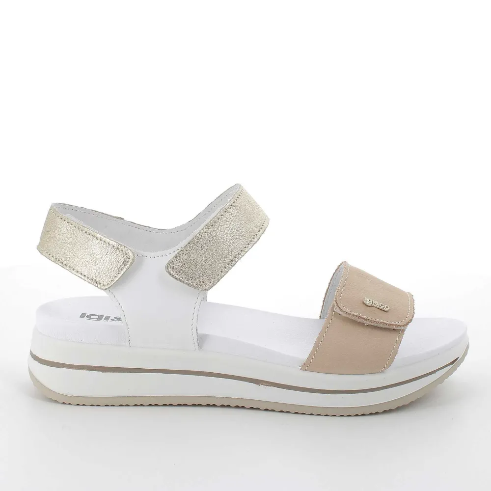 Zeppe|Igi&Co Sandali Con Zeppa In Pelle Da Donna Beige-Bianco