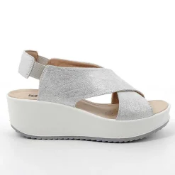 Zeppe|Igi&Co Sandali Con Zeppa In Pelle Da Donna Argento