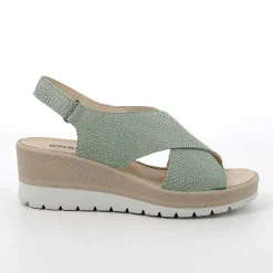 Zeppe|Igi&Co Sandali Con Zeppa In Pelle Da Donna Salvia Iridescente