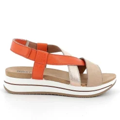 Zeppe|Igi&Co Sandali Con Zeppa In Pelle Da Donna Beige-Arancio