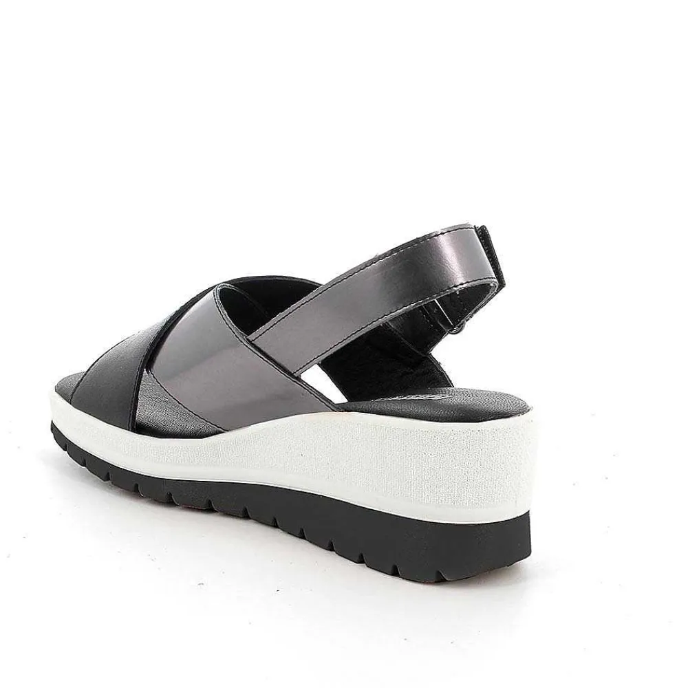 Zeppe|Igi&Co Sandali Con Zeppa In Pelle Da Donna Nero