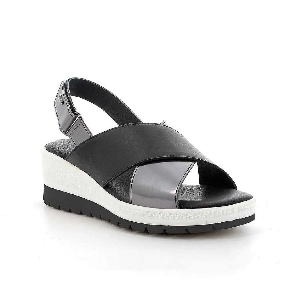 Zeppe|Igi&Co Sandali Con Zeppa In Pelle Da Donna Nero