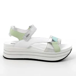 Zeppe|Igi&Co Sandali Con Zeppa In Pelle Da Donna Bianco-Verde