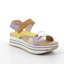 Zeppe|Igi&Co Sandali Con Zeppa In Pelle Da Donna Giallo-Ocra