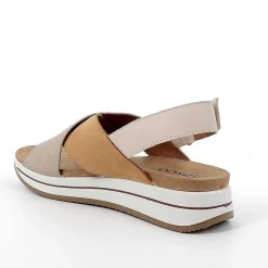 Zeppe|Igi&Co Sandali Con Zeppa In Pelle Da Donna Cognac-Champagne