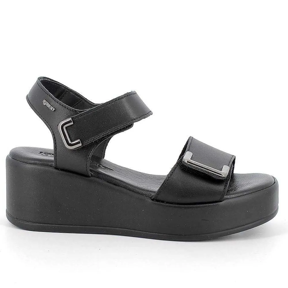 Zeppe|Igi&Co Sandali Con Zeppa In Pelle Da Donna Nero