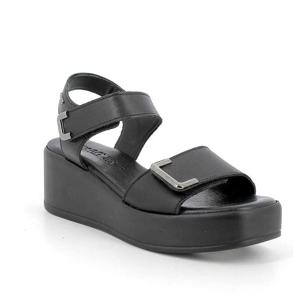 Zeppe|Igi&Co Sandali Con Zeppa In Pelle Da Donna Nero