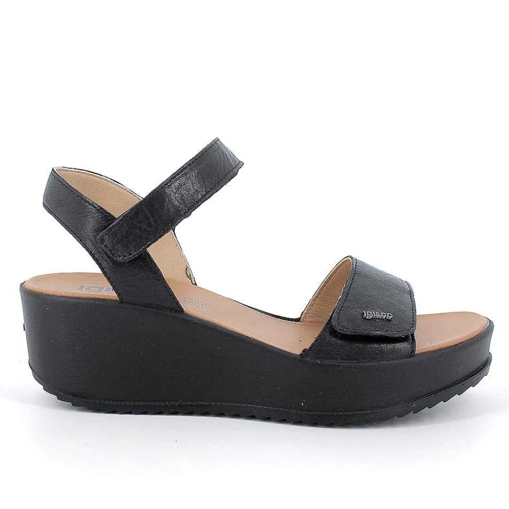 Zeppe|Igi&Co Sandali Con Zeppa In Pelle Da Donna Nero