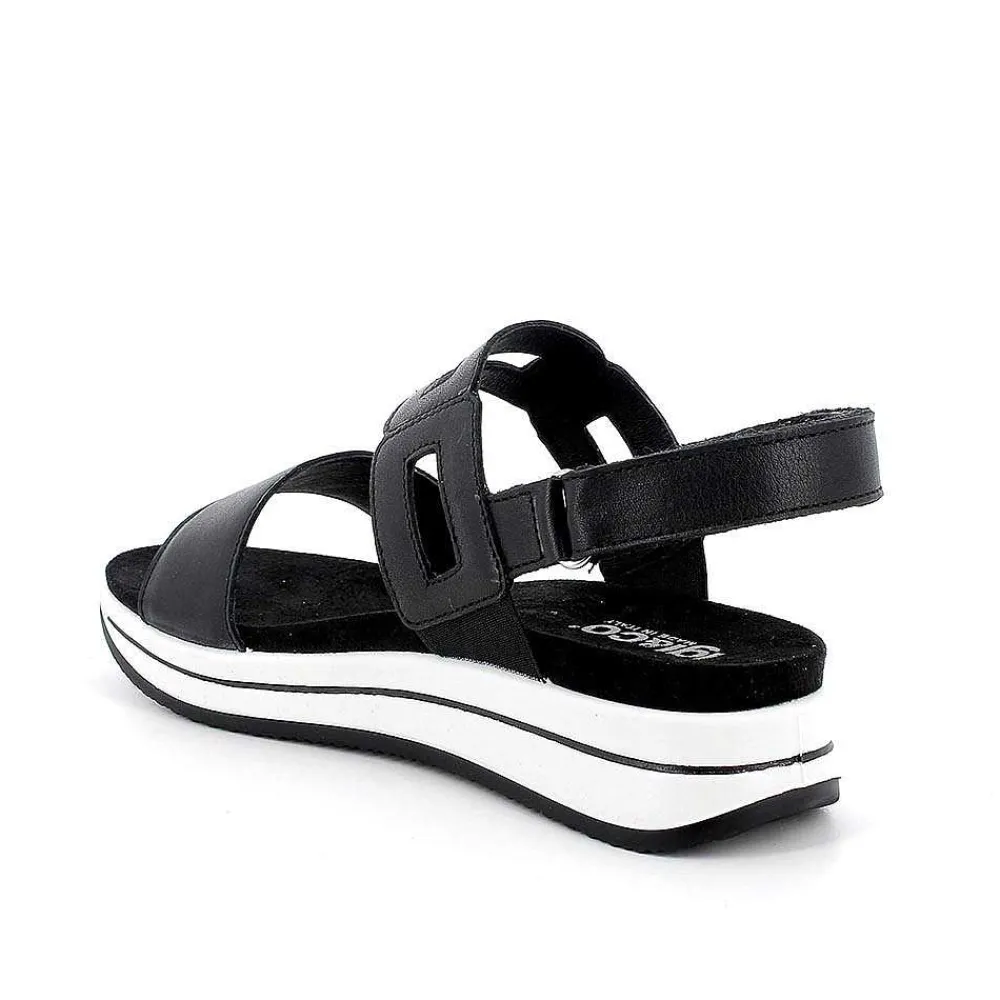 Zeppe|Igi&Co Sandali Con Zeppa In Pelle Da Donna Nero