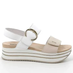 Zeppe|Igi&Co Sandali Con Zeppa In Pelle Da Donna Panna-Bianco