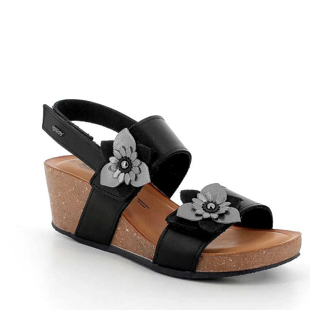 Zeppe|Igi&Co Sandali Con Zeppa In Pelle Da Donna Nero