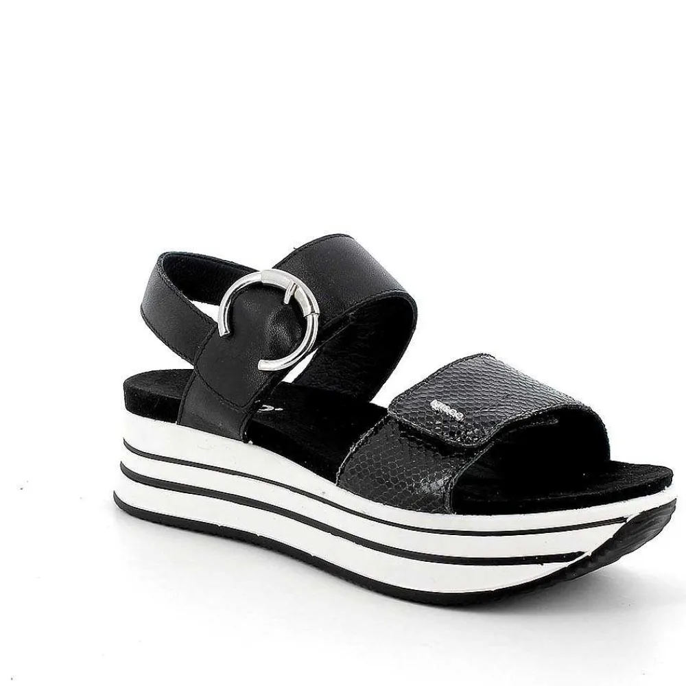 Zeppe|Igi&Co Sandali Con Zeppa In Pelle Da Donna Nero