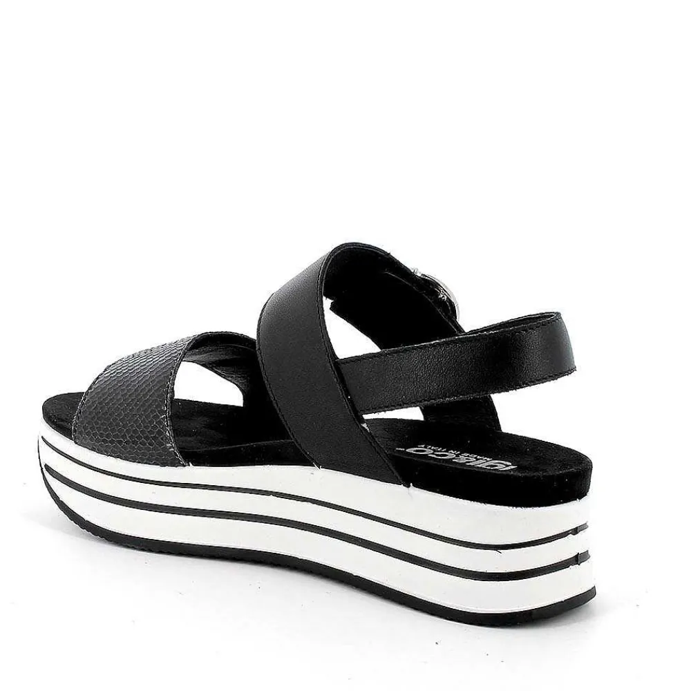 Zeppe|Igi&Co Sandali Con Zeppa In Pelle Da Donna Nero