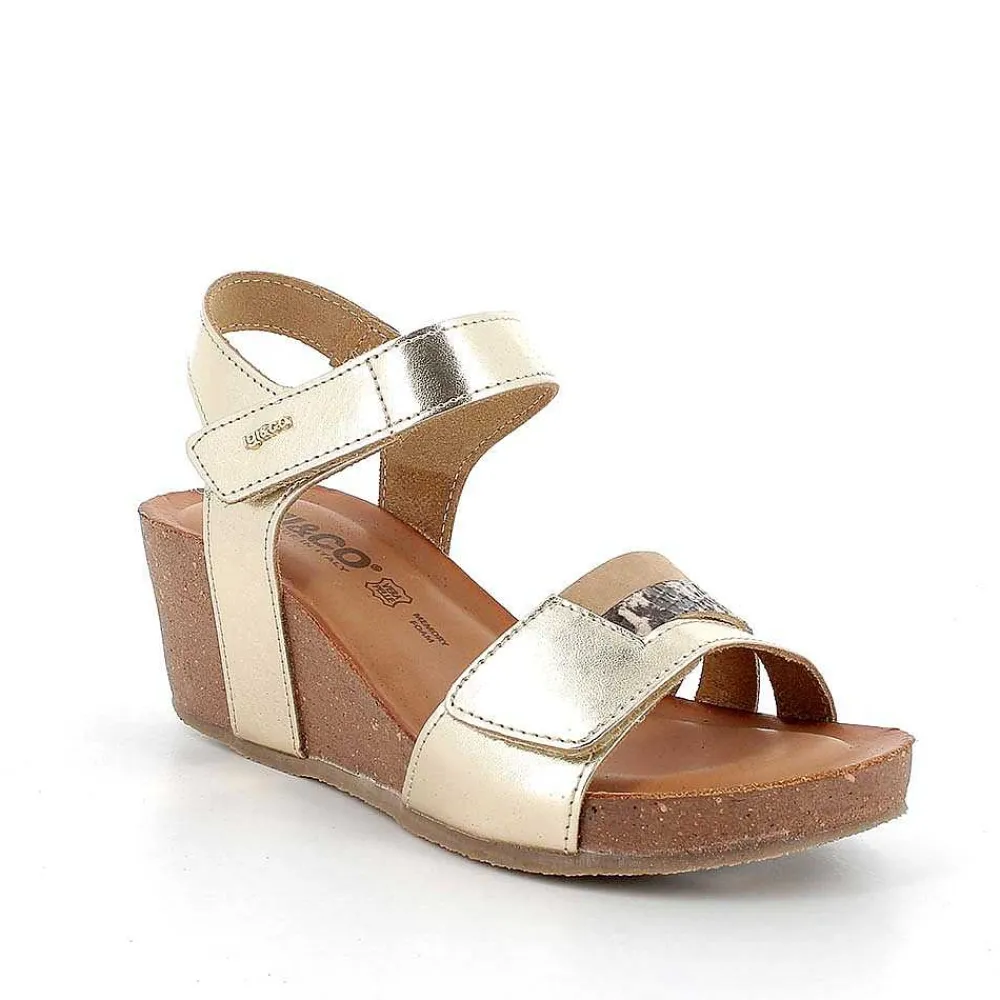 Zeppe|Igi&Co Sandali Con Zeppa In Pelle Da Donna Oro-Beige Chiaro